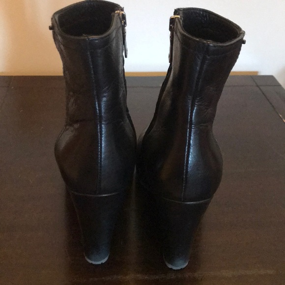 Black Leather Prada Wedge Ankle Boots - Picture 5 of 8